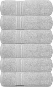 6 Pack Resort Collection Soft Hand Towels 16x27 in Luxury Hotel Plush Absorbent Cotton Hand Towel Dolphin Grey