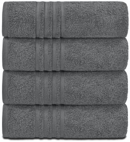 Grey Bath Towels Set of 4 Cotton Body Towel for Hotel Gym Spa Soft Extra Absorbent Quick Dry Towels for Bathroom 27x54 Inch