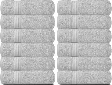 Resort Collection Soft Washcloth Face & Body Towel Set 12x12 inch Luxury Hotel Plush & Absorbent Cotton Washclothes 12 Pack Dolphin Grey Color