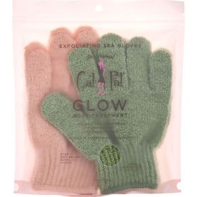 SPA ACCESSORIES by Spa Accessories SPA SISTER TWIN EXFOLIATING GLOVES TREATMENT (PEACH & GREEN)