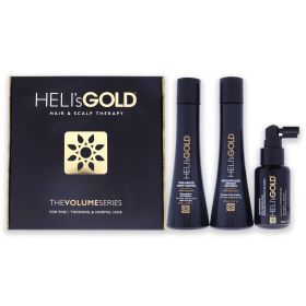 The Volume Series Travel Kit by Helis Gold for Unisex - 3 Pc 3.3oz Weightless Conditioner, 3.3oz Volumize Shampoo