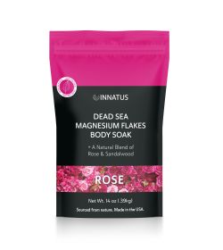 "Pure Dead Sea Magnesium Flakes Restful Soak – Relaxing & Replenishing 14oz Bath Soak – Infused with Rose & Sandalwood Oils for Deep Relaxation & Musc