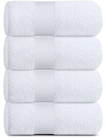 Resort Collection Soft Bath Towels 4 Pack White 28x55 inch Luxury Hotel Plush Absorbent Cotton Bath Towel Large