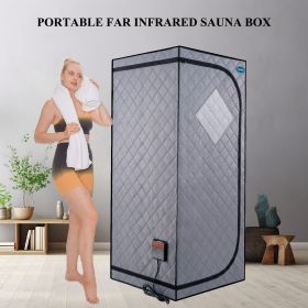 Portable Full Size Grey Infrared Sauna tent–Personal Home Spa, with Infrared Panels, Heating Foot Pad, Controller, Foldable Chair